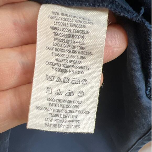 Free People Women Off Campus Metallic Detail Navy Button Up Shirt Size L… - Picture 11 of 11